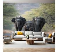 Black Wall Murals for Living Room Animals A Group of Elephants 3D Print Photo Wallpaper Luxury Design Modern Non-Woven Wall Mural Sofa TV Kids Bedroom Decoration 200 x 140cm