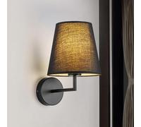 Black Wall Sconce Lighting Fixture Hardwired Bedside Reading Light with Cylindl Fabric Shade, Single Modern Vintage Iron Wall Lamp E27 Classic Farmhouse Decor Wall Sconces for Loft