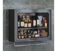 Black Wall Sto net with UpwardOpening Doors Stainless Steel & s 30kgVersatile for Bathroom Laundry Living Room80x18x50cm