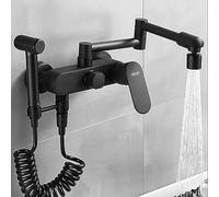 Black WallMounted Kitchen Faucet with 360° Swivel Spout DualMode Spray Sink Tap Modern Design Perfect for Home and Commercial Use Made in China