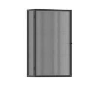 Black WallMounted Single Door Glass Storage CabinetTempered Glass Door Organizer for Kitchen Bathroom or ToiletStylish Metal Frame Medicine Cabinet