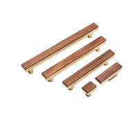 Black Walnut Cabinet Handles Pearl Grey Gold Square Drawer Knobs Bedroom Solid Wooden Wardrobe Pulls Simple Furniture Hardware(Brass,1pc 16mm Hole Centers)