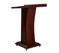 Black Walnut Commercial Kitchen Island Podium Stand with Tilting Worktable & Wheels - Portable Solid Wood Lectern for Churches & Events Floor Mounted Design