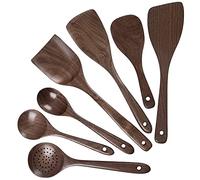 Black Walnut Kitchen Utensils Set, Standcn 7 Pcs Natural Walnut Wood Spatula Spoon for Cooking