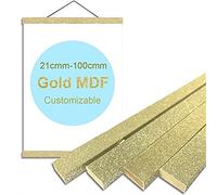 Black Walnut Magnetic Poster Hanger Frames 7 Colors Wooden Solid Hanging Photo Picture Frame Scroll Wall Art Painting Frame (Color : Gold MDF, Size : 40cm Long)