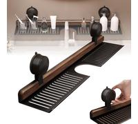 Black Walnut Suction Cup Shelf - Wall Mounted Bathroom & Kitchen Storage Rack Over Faucet Removable Shower for Toiletries & Essentials (70cm)