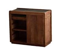 Black Walnut Tea Sideboard - Compact Mobile Tea Table with Storage, Wooden Side Table for Living Room, Portable Tea Cabinet for Home Décor, Stylish and Functional