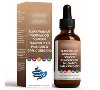 Black Walnut Wormwood Gut Cleanse Drops - Natural Digestion Aid & Energy Support - 2 Oz Liquid Drops (1)