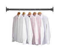 Black Wardrobe Rail,Extendable Clothes Rail 60-84cm,Heavy Duty Wardrobe Pole,25MM Diameter Stainless Steel Clothes Hanging Pole,Screw Fixing Connection