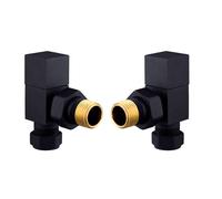 (Black) WarmeHaus Square Angled Towel Rail/Radiator Valves