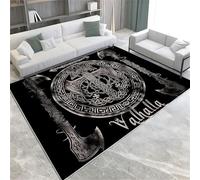 Black Washable Area Rugs Viking shield axe Area Rug for Living Room 140 x 200 cm Soft Faux Short Pile Carpet Mat Durable Enough Foldable Apply to Bedroom Dining Room