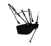 Black Watch Tartan Bagpipe - Natural Wood Finish with Silver Mounts, Traditional Highland Scottish Instrument, Rich Sound, Durable Build, Ideal for Ceremonial, and Performance Play