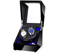 Black Watch Winder Box for Double Automatic Watches, Automatic Winder Case, with Blue Led Light, Super Quiet Motor Accessories