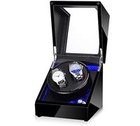 Black Watch Winder Box for Double Automatic Watches, Automatic Winder Case, with Blue Led Light, Super Quiet Motor Accessories, b,
