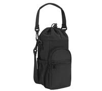 Black Water Bottle Carrier - Insulated Water Bottle Holder with Strap | Lightweight Waterproof Pouch with Organizer Pockets | Portable Cup Pouch for Commuting, Fishing, Gym, Camping, Outdoors