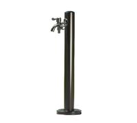 Black Water Column with Faucet Freeze Proof Outdoor Spigot Water Spigot Floor Mount Water Tap Faucet Post Stainless Steel(Color:Round Column with Faucet,Size:60cm)