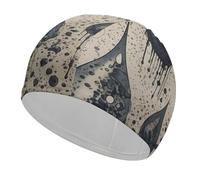 Black Water Drop Pattern Swim Cap for Adult, Elastic Fabric Swimming Cap, Comfortable Bathing Cap for Long & Short Hair