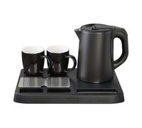 Black Water Kettle 0.8 L - Hotel Breakfast Set with Tray and 2 Cups - Eva