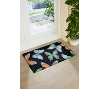 Black Watercolour Butterfly Indoor Outdoor Doormat (90 x 60cm) Artsy Mats Black 90cm x 60cm