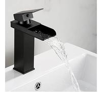 Black Waterfall Basin Faucet Stainless Steel Hot and Cold Sink Mixer Tap with Single Handle for Bathroom Sink Modern Design