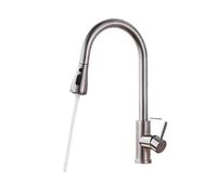 Black Waterfall Faucet for Kitchen SinkSingHoPullOut Sprayer Tap with Stream & Spray Function Brushed Finish Modern Design Easy Installation