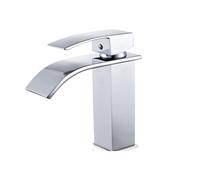 Black Waterfall Vanity Sink Mixer tap hot and Cold Single Hole tub Sink Crane(Chrome)