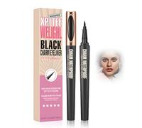 Black Waterproof Liquid Eyeliner Pen with Fine Flexible Tip for Sharp Lines - Smudge-Proof Long-Lasting Eye Makeup Pencil with Lock Colour Essence for Sensitive Eyes, Premium Rose Gold Design, Smooth