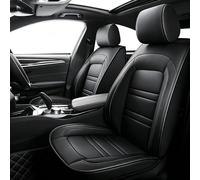 Black Waterproof PU Leather 2 Pcs Front Car Seat Covers For Peugeot,Compatible With Airbags(Black)