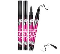Black Waterproof & Smudge-Proof Liquid Eyeliner - Quick-Dry, Long-Lasting High-Pigment Eye Liner Pencil with Stencil Stickers for Easy Precise Application, 36H Wear 5D Effect (2PCS-Black)