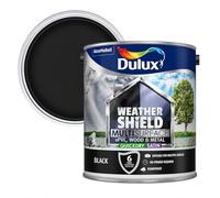 Black Weathershield Multi Surface Satin Paint 2.5L | Exterior uPVC Wood and Metal Paint | Quick Dry Mid Sheen Finish | Weatherproof Paint for Doors Windows Garage Doors and Trim