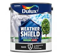 Black Weathershield Multi Surface Satin Paint 2.5L | Exterior uPVC Wood and Metal Paint | Quick Dry Mid Sheen Finish | Weatherproof Paint for Doors Windows Garage Doors and Trim