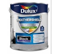 Black Weathershield Quick Dry Exterior Satin Paint 2.5L | Exterior Wood and Metal Paint | Mid Sheen Weatherproof Finish | Outdoor Satin Paint for Doors Gates Railings and Window Frames