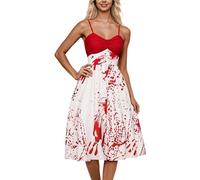 Black Wedding Dress Halloween Dresses for Women Plus Size Bloody Sleeveless Flared A-Line Party Cocktail Costumes 2024 Postpartum