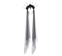 Black Wedding Veil Halo Flower Headband with Spike