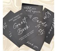 Black Welcome To Our Wedding Signage Bundle 5 Pack, Cards And Gifts Sign, Guest Book, In Loving Memory, Until We Meet Again, Simple Wedding Card Sign, Premium Card A4 Glossy 300gsm 297mm x 210mm