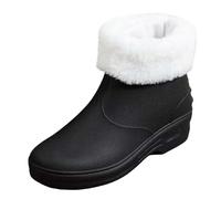 Black Wellies Waterproof Boots for Women Uk Gardening Shoes for The Rain Women's Spring Summer Autumn and Winter Short Sleeved Cotton Removable and Washable Outdoor Fashion Work Fishing Car Wash Kitch
