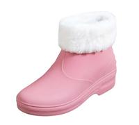 Black Wellies Waterproof Boots for Women Uk Gardening Shoes for The Rain Women's Spring Summer Autumn and Winter Short Sleeved Cotton Removable and Washable Outdoor Fashion Work Fishing Car Wash Kitch