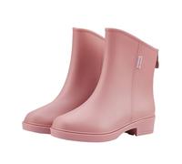 Black Wellies Waterproof Womens Boots Ladies Garden Shoes Four Fashion Non Slip Short Tube Rain Boots Water is The New Costume Women (Pink 4.5)