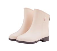 Black Wellies Waterproof Womens Boots Ladies Garden Shoes Four Fashion Non Slip Short Tube Rain Boots Water is The New Costume Women (Beige 4)