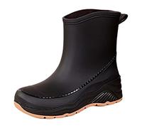 Black Wellies Women Waterproof Boots for Women UK Creature Boots Short Rain for Womens Ankle Rainboot Garden Boot Ladies Rubber Outside Work with Comfort Rain French (Black,5.5)