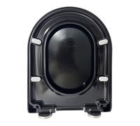 Black,Wemune D Shape Toilet Seat Soft Close with 360° Adjustable Hinge Quick Release, Top Fixing, UF Toilet Lid Cover for Family Bathroom Loo Seat, 36 * 46cm