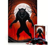 Black Werewolf Under Full Moon Jigsaw Puzzle for Teenagers 1000 Pieces Mind Power Gentle Pastime Uniform Edges Memorable Gift (50x75cm)