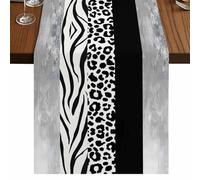 Black Western Table Runner, Tiger and Leopard Print Vertical Stripes Cotton and Table Linen Runner for Kitchen Dining Home Decor for Party Festival Holiday Decoration Gift 13x36in