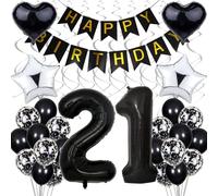 Black & White 21st Birthday Party Decoration - Silver & Black Balloons for Women & Men