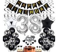 Black & White 38th Birthday Decoration - Cake Toppers & Party Supplies for Men & Women