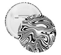 Black White Abstract Liquid Ink Paint Marble Texture 1 PC Round Tinplate Badge, Badge Lapel Tie Pin, Lightweight Button Badge for Women Men Office Worker Teacher Student Decor