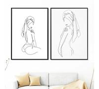 Black White Abstract Posters Prints Wall Picture Minimalist Naked Female Body Line Drawing Art Canvas Painting Bathroom Home Decor 40x60cmx2 Unframed