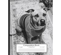 Black & White | Adorable Puppy sitting wearing a sweater | themed Composition Notebook Collage Ruled: Cozy notebook Cute Animal Dog Themed Gift For Students