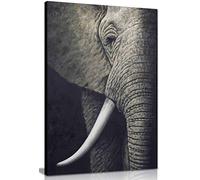 Black & White African Elephant Canvas Wall Art Picture Print (24x16in)