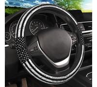 Black White American Flag Elastic Steering Wheel Cover, Non-Slip Breathable Neoprene Steering Wheel Covers, Men Car Accessories, Universal 15 Inch Fit Auto, Suvs, Truck